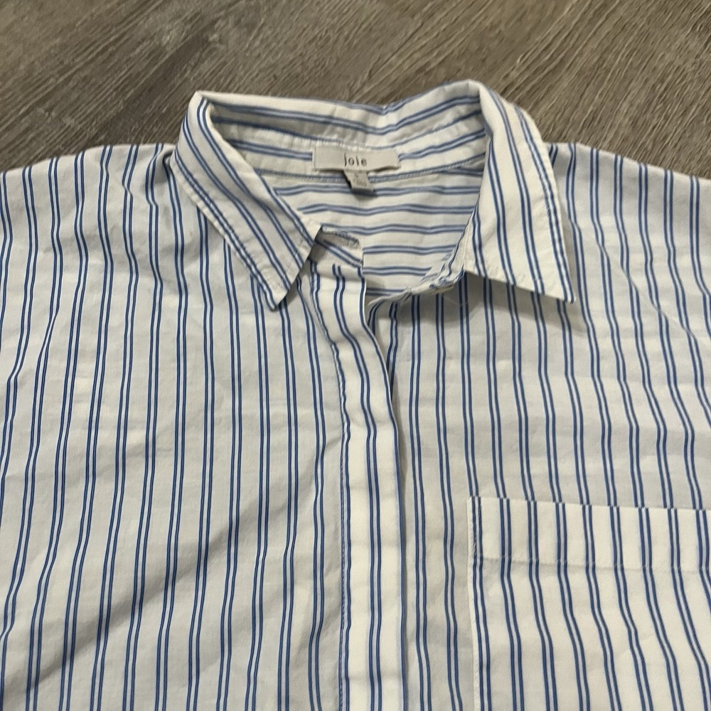 Joie Women's Button Down Shirt Top Blouse Small Blue Striped - Picture 2 of 4
